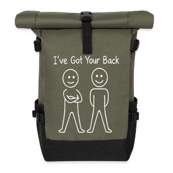 Ich stehe hinter dir: Support-Duo - Rolltop Rucksack - Olive/Schwarz - Vorne