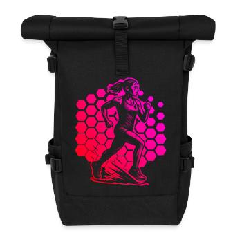 Modernes Running Artwork - Rolltop Rucksack - Schwarz - Vorne