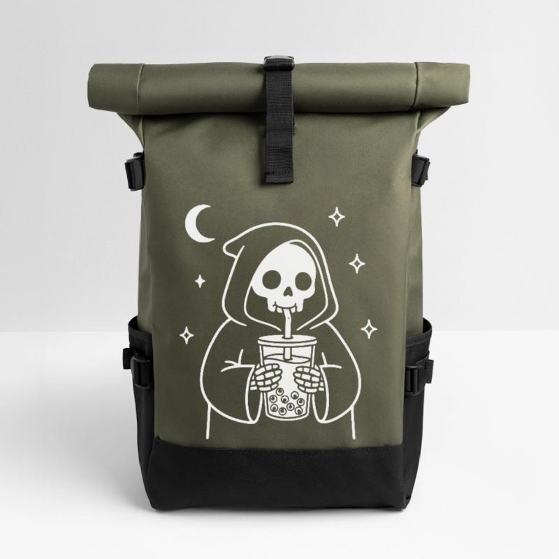 Sensenmann mit Bubble-Eye Tea Rolltop Rucksack