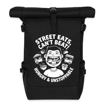 Amateur de street food – Affamé & Inarrêtable - Sac à dos roll top - noir - Devant