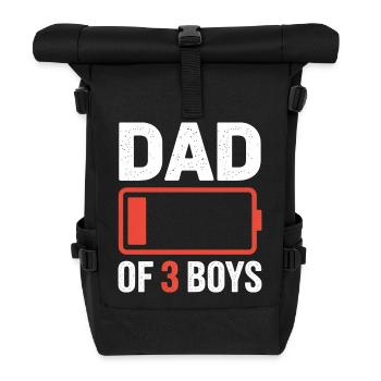 Vater von 3 Jungen Batterie-Symbol - Rolltop Rucksack - Schwarz - Vorne