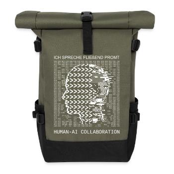Ich spreche fließend Prompt KI - Rolltop Rucksack - Olive/Schwarz - Vorne