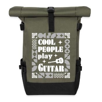 Cool people play Guitar - white - Rolltop Rucksack - Olive/Schwarz - Vorne