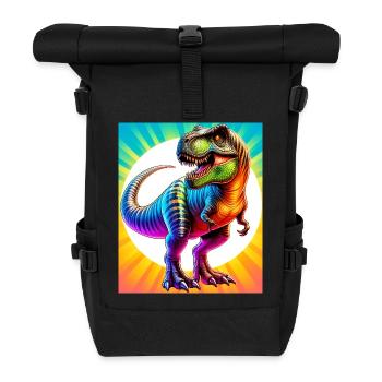 Dinosaurier - Rolltop Rucksack - Schwarz - Vorne