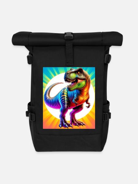 dinosaur - Roll Top Backpack - black