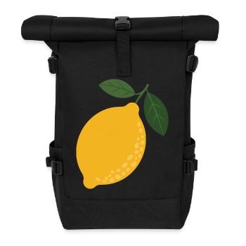 Citrus Sun Lemon Illustration - Roll Top Backpack - black - Front