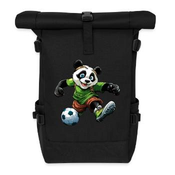 Panda Fussball - Rolltop Rucksack - Schwarz - Vorne
