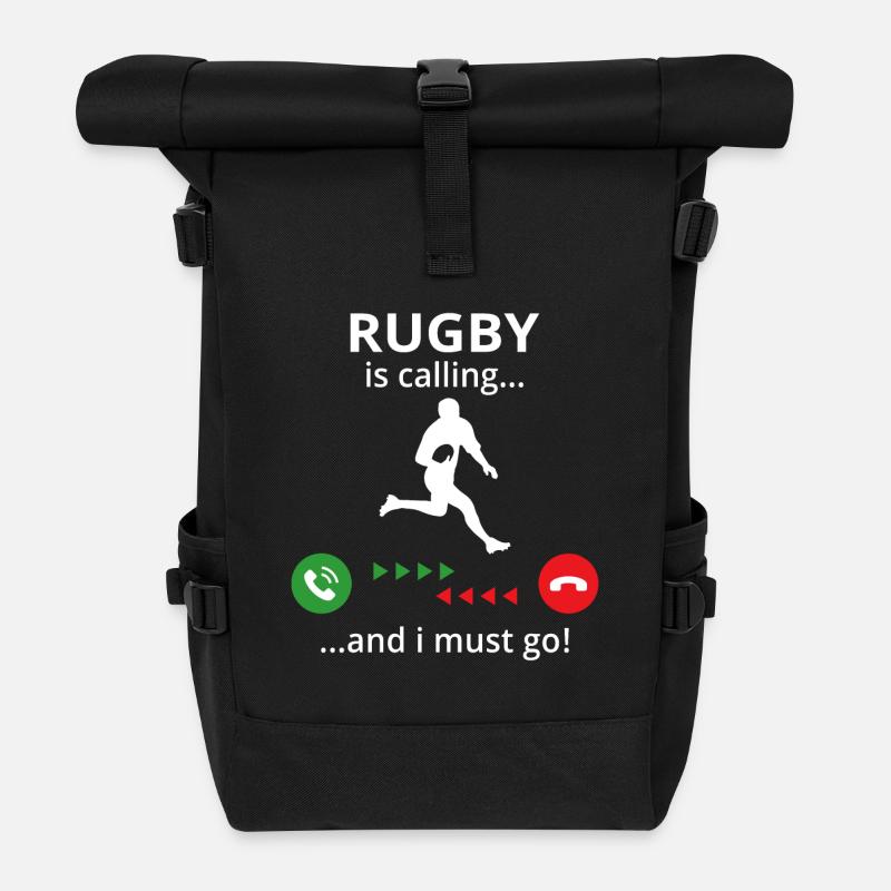 Rugby is calling and i must go - Rolltop Rucksack - Schwarz