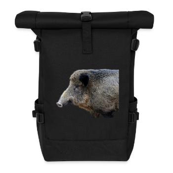 Wild boar Wild boar Pig Sow Pigs - Roll Top Backpack - black - Front