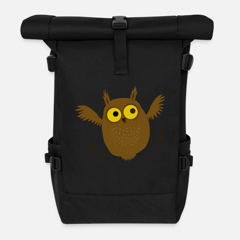 Eule - Rolltop Rucksack - Schwarz