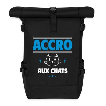 Accro au chats, pour les passionnés de chat - Sac à dos roll top - noir - Devant