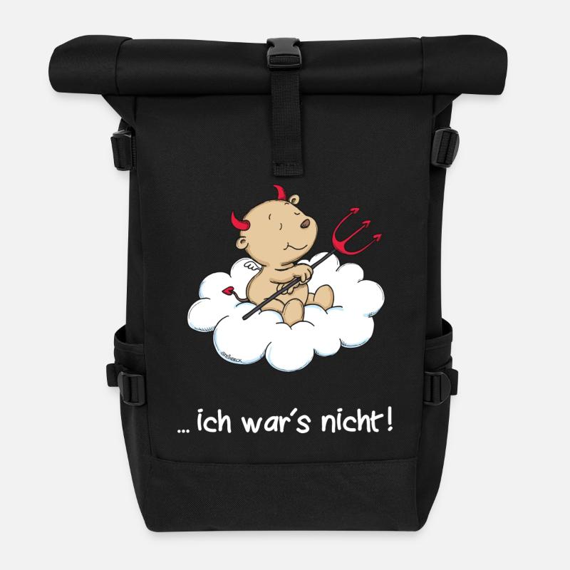 Engel_Teufel ichwarsnicht - Rolltop Rucksack - Schwarz