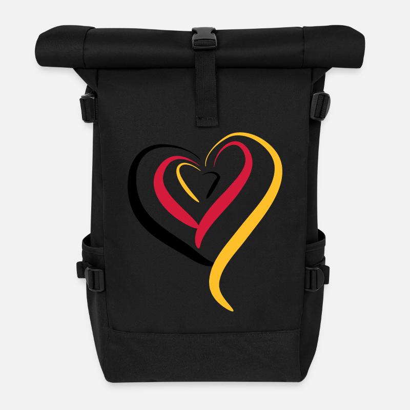 Deutschland Herz - Rolltop Rucksack - Schwarz