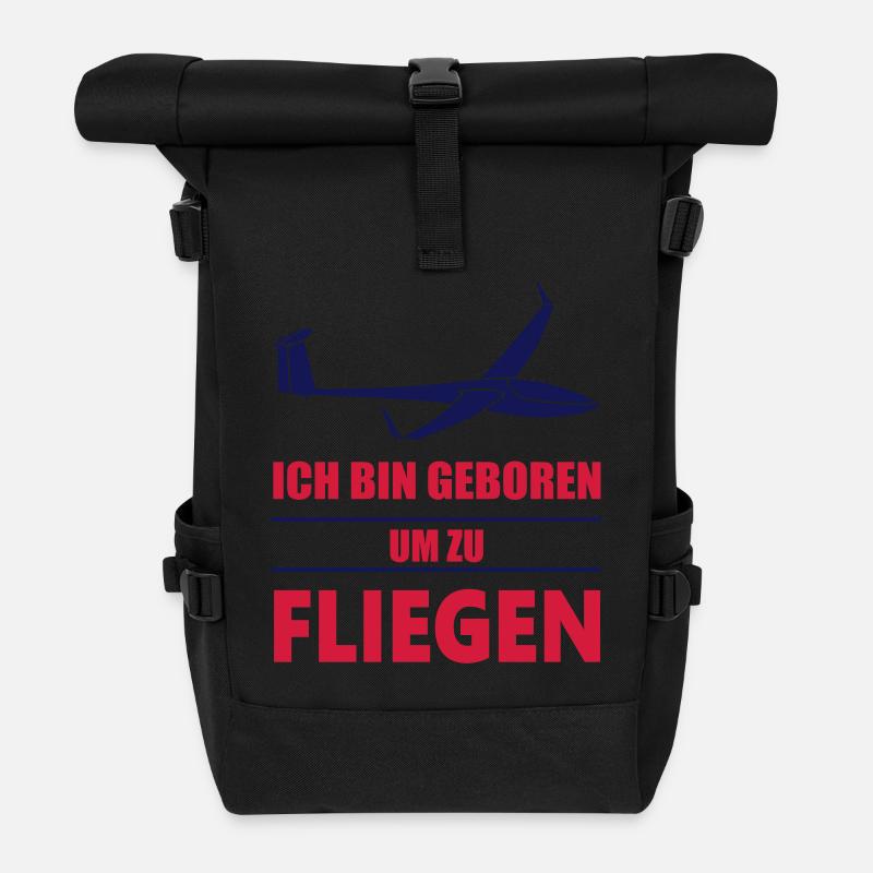 dg800_geborenumzufliegen_ - Rolltop Rucksack - Schwarz