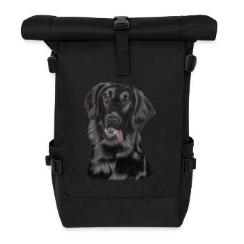 flatcoated retriever pastels - Roll Top Backpack - black - Front