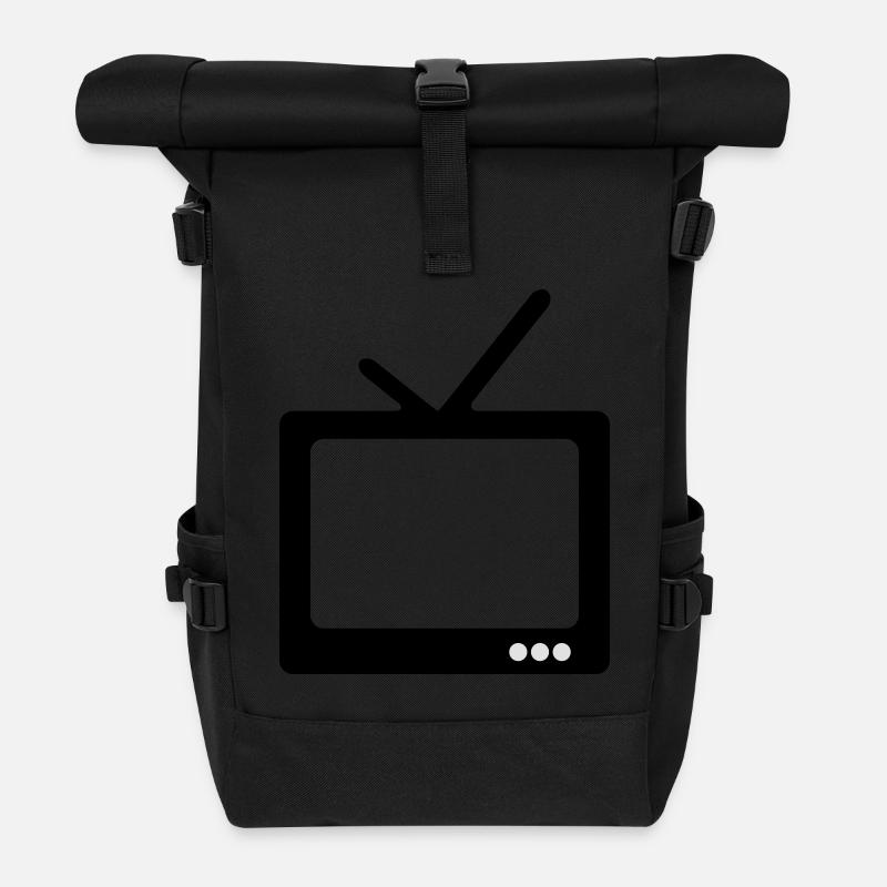 fernseh - Rolltop Rucksack - Schwarz