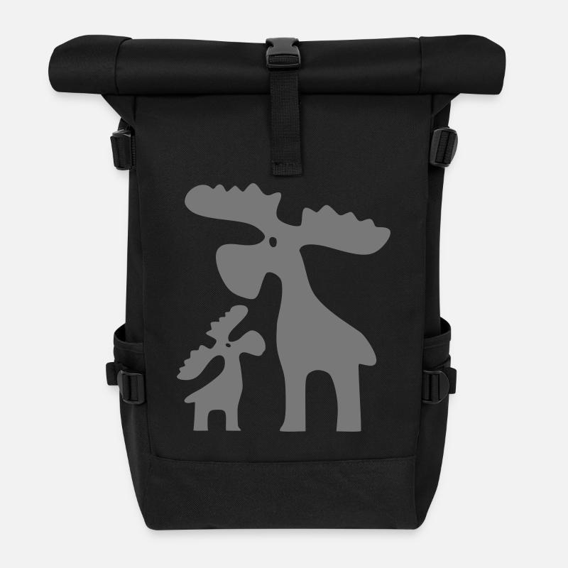 Weihnachten - Elche - Rolltop Rucksack - Schwarz