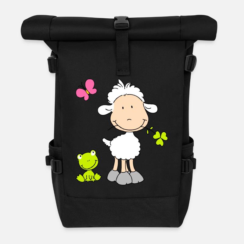 Sheep with Frog Friend - Sac à dos roll top - noir