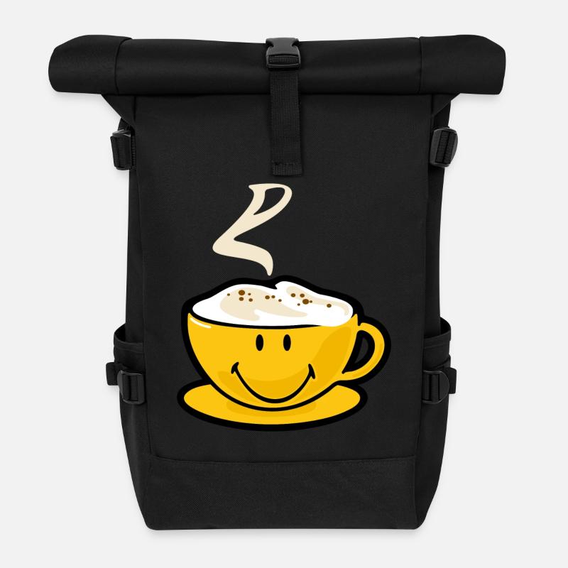 Smiley Capuccino - Sac à dos roll top - noir