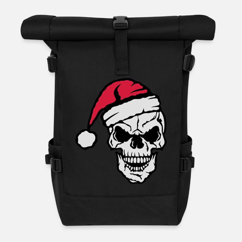 Weihnachten Schädel Schädelkappe - Rolltop Rucksack - Schwarz