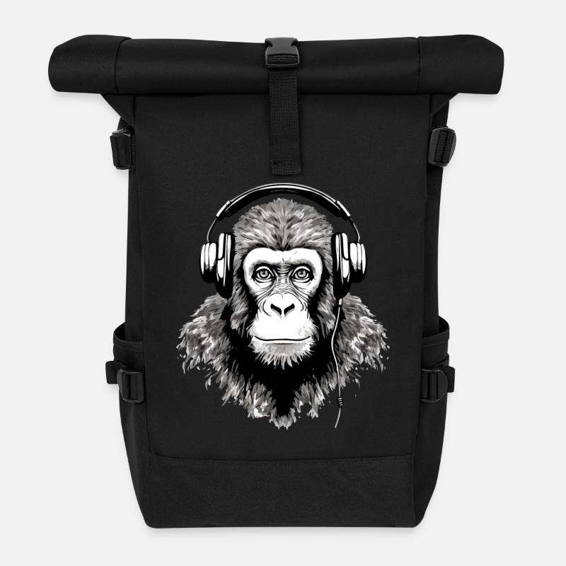 Chita, der audiophile Affe - Rolltop Rucksack - Schwarz