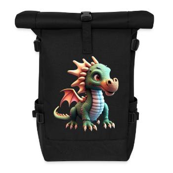 cute little baby dragon funny - Roll Top Backpack - black - Front