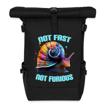 Not Fast Not Furious Snail - Roll Top Backpack - black - Front