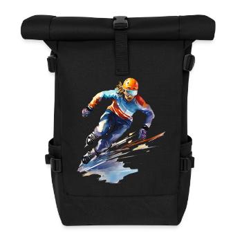 Eisschnelllauf: Eine rasante Fahrt auf dem Eis - Rolltop Rucksack - Schwarz - Vorne