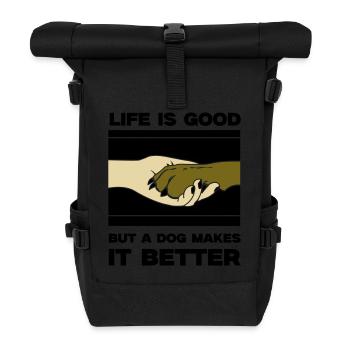 Dog Life is Good Paw - Roll Top Backpack - black - Front