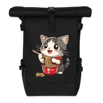 Nouilles Ramen de chat drôle - Sac à dos roll top - noir - Devant