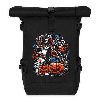 Unheimliche Katzenschädel Halloween - Rolltop Rucksack - Schwarz - Vorne