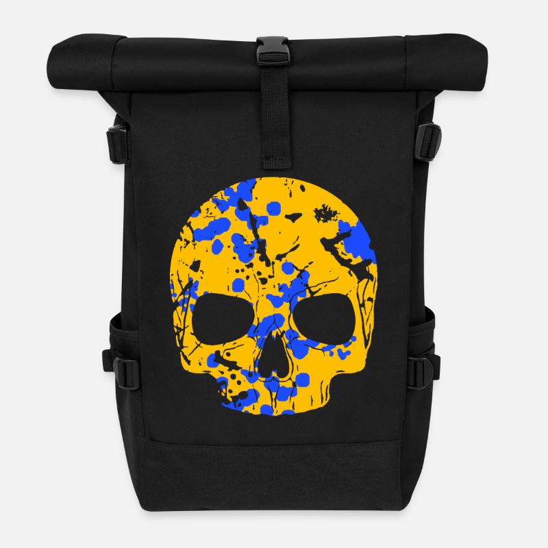 Totenkopf Bunt Camo - Rolltop Rucksack - Schwarz