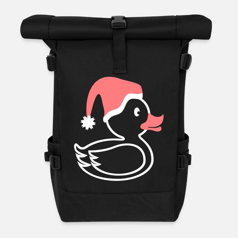 Weihnachtsente hell linie Gummiente - Rolltop Rucksack - Schwarz