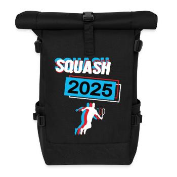 Squash 2025 Squasher Squashspieler Spieler - Rolltop Rucksack - Schwarz - Vorne