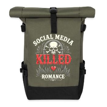 Les réseaux sociaux ont tué la romance | Relation - Sac à dos roll top - olive/noir - Devant