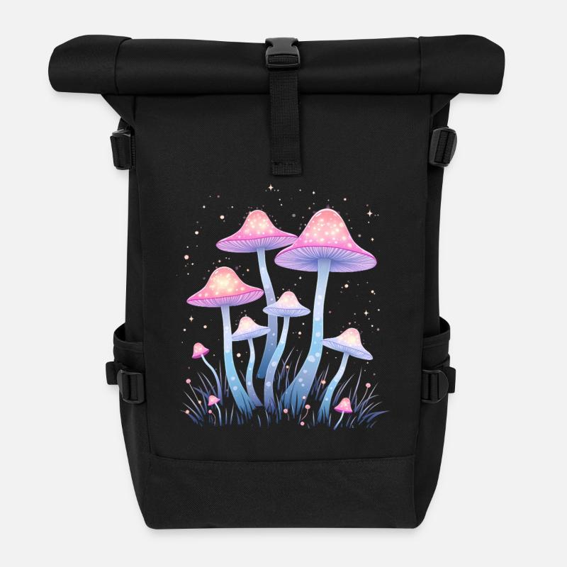 Champignons magiques dans la forêt enchantée - Sac à dos roll top - noir