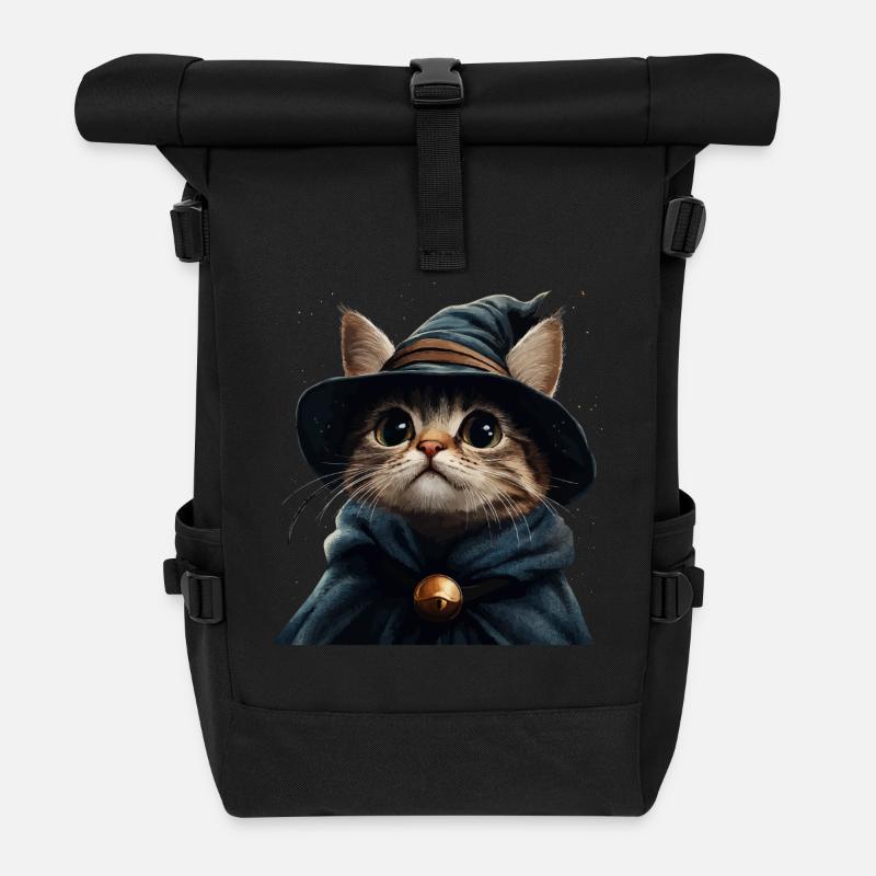 Lustiges Kätzchen als Zauberer - Rolltop Rucksack - Schwarz
