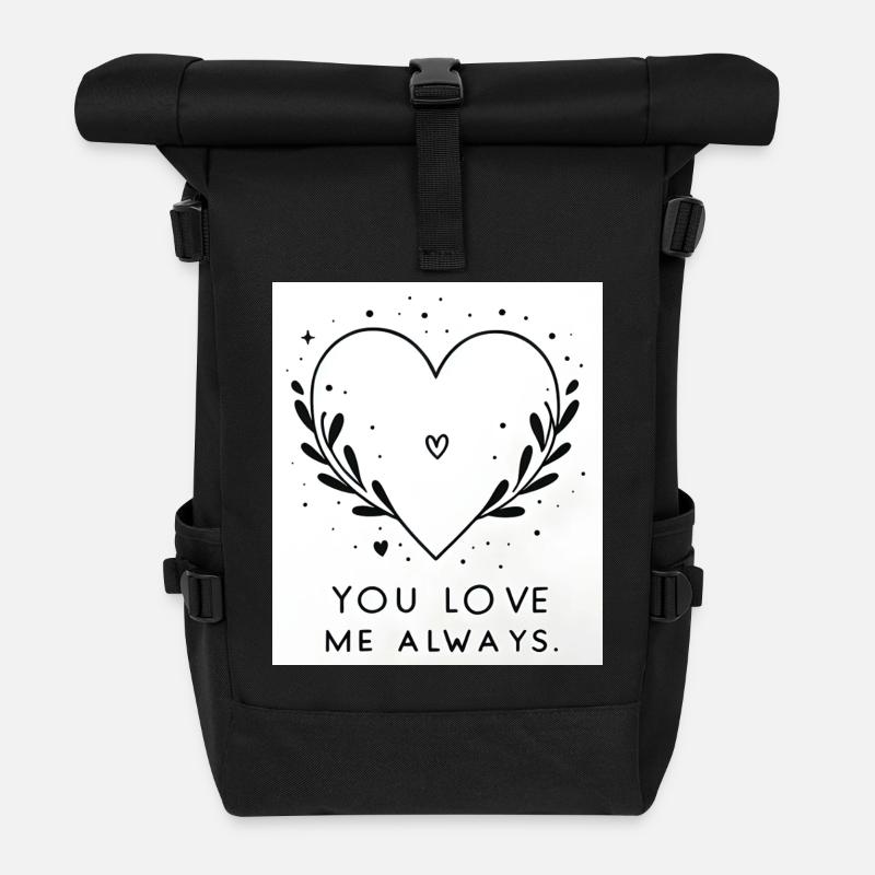Love Card - Roll Top Backpack - black