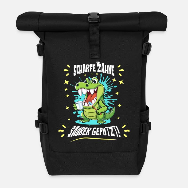 Krokodil Zahn Hygiene - Rolltop Rucksack - Schwarz