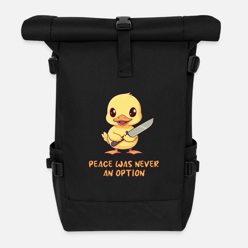 Peace was never an option Duck Meme - Roll Top Backpack - black