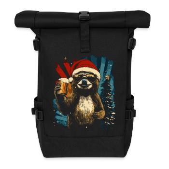 Beer Christmas Sloth Christmas Party - Roll Top Backpack - black - Front