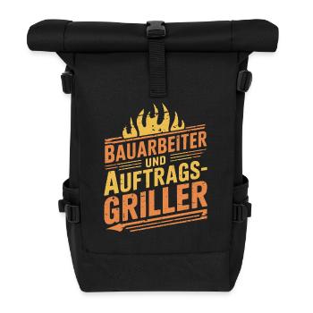 Bauarbeiter und Auftragsgriller - Rolltop Rucksack - Schwarz - Vorne