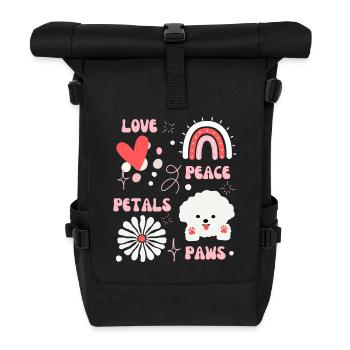 Amour, Paix, Pétales & Pattes - Sac à dos roll top - noir - Devant