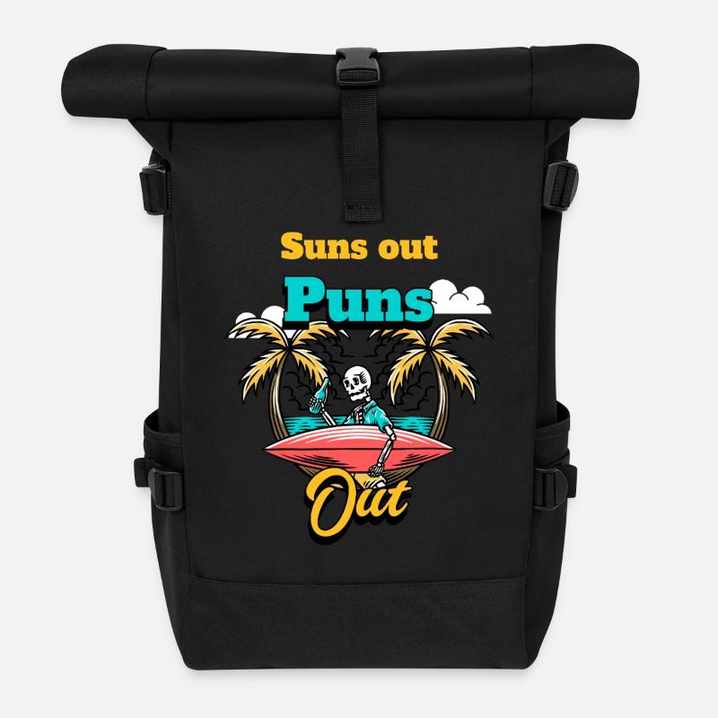 Suns out puns out - Roll Top Backpack - black