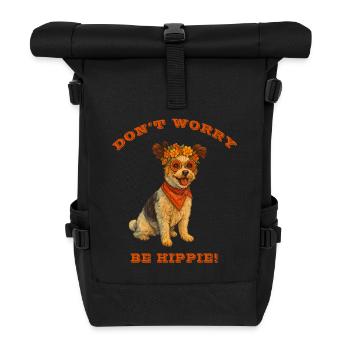 DON'T WORRY BE HIPPIE - Rolltop Rucksack - Schwarz - Vorne