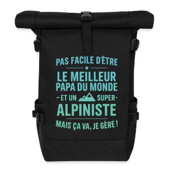 Super Papa Alpiniste idée cadeau fête des pères - Sac à dos roll top - noir - Devant