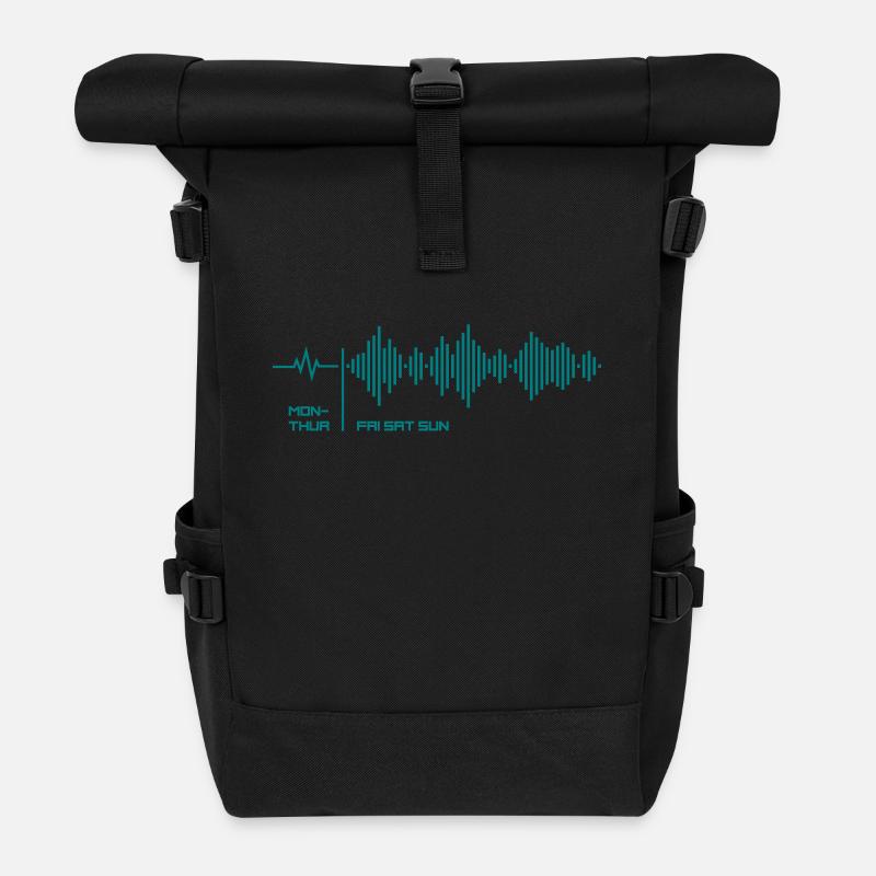 Weekdays - Weekend Frequency Music single color - Rolltop Rucksack - Schwarz