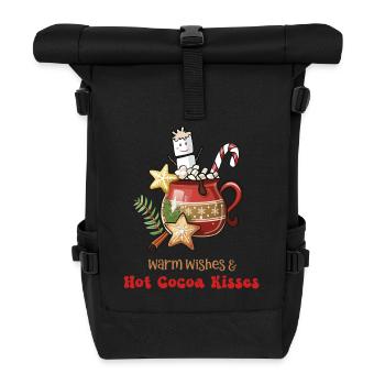 Hot Cacao, warm wishes and hot cacao kisses - Rolltop Rucksack - Schwarz - Vorne