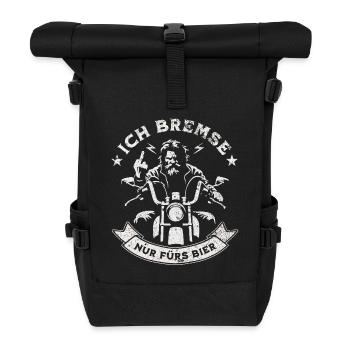 ICH BREMSE NUR FÜRS BIER Biker und Motorrad - Rolltop Rucksack - Schwarz - Vorne