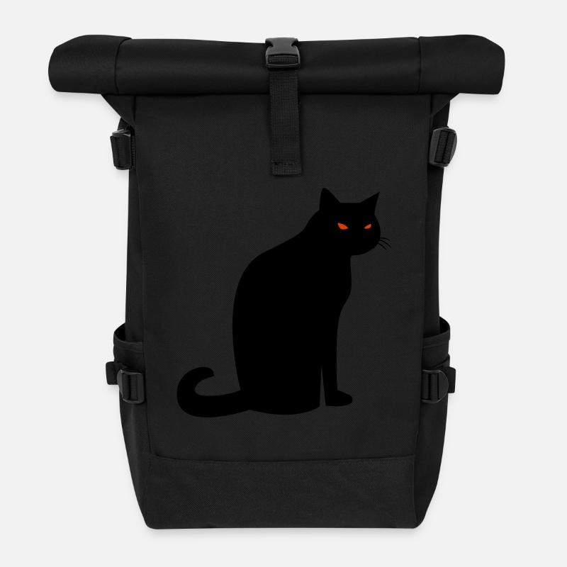 Chat noir effrayant Halloween - Sac à dos roll top - noir